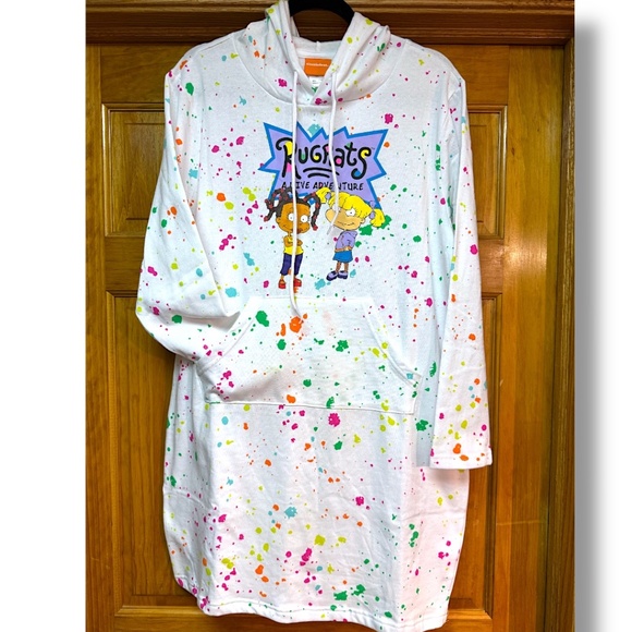 Nickelodeon Rugrats “Live Adventure” Oversized Hoodie Splatter Paint 1X and 3X - Picture 1 of 10